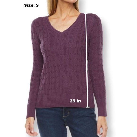 St. John's Bay - women’s V Neck Long Sleeve Pullover Sweater - Violet - Small - Picture 4 of 5